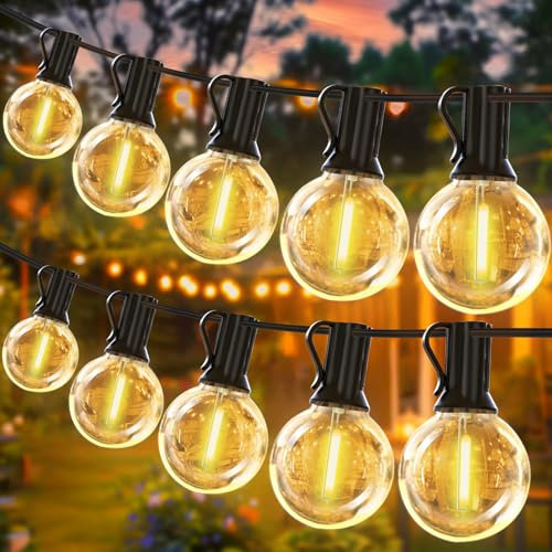 Lichterkette Außen 8M, Wasserdicht Wetterfest Outdoor Lichterkette, Lichterkette Glühbirnen Außen LED mit 12+1Plastik Birnen für Aussen Garten Terrasse Party Hochzeit, Warmweiß 2700K Halloween Deko