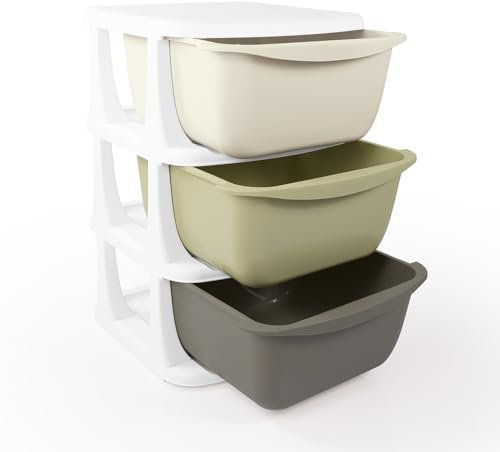 Dolu Kids 3-Tier Storage Unit with Drawers – Kids Storage Organize Toys, Books & More – Durable and Colorful Storage Solution for Playrooms and Bedrooms