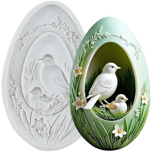 MINFEIDMS Eiervogel Oster Fondantformen Osterei Vogel Silikonform | Kuchendekoration Cupcake-Topper Schokolade Süßigkeiten Zucker Basteln Blütenpaste Polymer-Ton