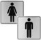 Annlpoy 2 piezas cartel aseos wc letreros autoadhesivos para wc letrero de aseo para señoras y caballeros, 15x15 ×0,1cm, resistente a arañazos, letrero adhesivo de aseo, cinta de montaje incluida