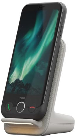 Doro - Pack Smartphone Aurora A10 - Socle de Charge Inclus - Facile à Utiliser - Touche d'Assistance - Localisation GPS - Compatible Appareils Auditifs - Socle de Recharge à Induction - Graphite