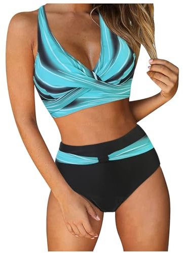 Women's Bikini/Two-Piece Swimsuit Tummy Control Swimwear Adjustable Straps Swimming Suit Set Pearl 2 Piece Sets for Women Bottle Green Top White Bikinis Tankini Tops UK Costume One