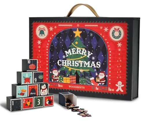 2025 Puzzle für Erwachsene, 24er-Pack Weihnachtspuzzle, 1200 Teile Puzzle Countdown bis Weihnachten, Holzpuzzle Geschenke für Puzzleliebhaber