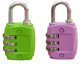 2 Pack Luggage Locks - 3 Digit Combination Padlock Codes - Stylish Padlocks with Code - Rustproof Luggage Locks for Suitcases - Small Padlock, Suitcase Padlocks