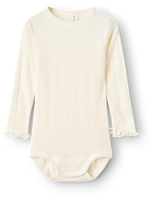 DILLING Pointelle-Langarmbody aus Merinowolle Babys