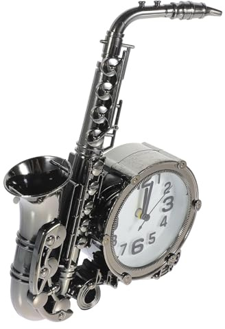 Retro Wecker in Saxophonform Kunststoff,, Dekorativ für Tisch | 18x14x4cm, 1 Stück Clock, für Desktop und Coffee Table, zu Weihnachten Event Zufällige Farbe