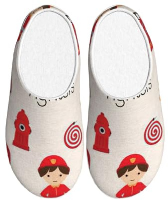 NImongt Little Boys and Girls in FireFighters Print Indoor Footwear Washable Slippers for Women Men Cute Stylish Hotel shoes for Guests