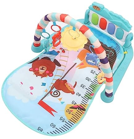 Cryfokt Baby-Gymnastik-Spielmatte, Weich, Atmungsaktiv, Frühe Bildung, Kick-Piano-Gymnastikmatte für Babys, Sicheres Material (Kleines Bootsmuster Türkis)