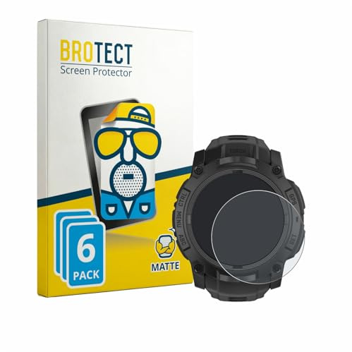 BROTECT Entspiegelungs-Schutzfolie für Garmin Instinct 3 Tactical Edition (50 mm) (6 Stück) Matte Displayschutz-Folie, Anti-Reflex, Anti-Fingerprint