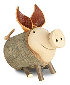 Waldfabrik Black Forest Astholzschwein Dekoration aus Naturholz ideal als Geschenkidee, Größe wählbar (Durchmesser: 2-3 cm sitzend)