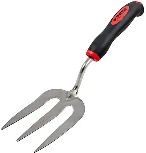 Darlac Garden Hand Fork – Perfect for Flower Beds and Borders – Garden Hand Fork with Rubber Handle