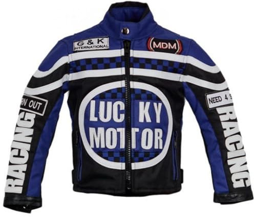 Chaqueta de motorista para niños, chaqueta de moto en azul, chaqueta de carreras, azul, 164 cm