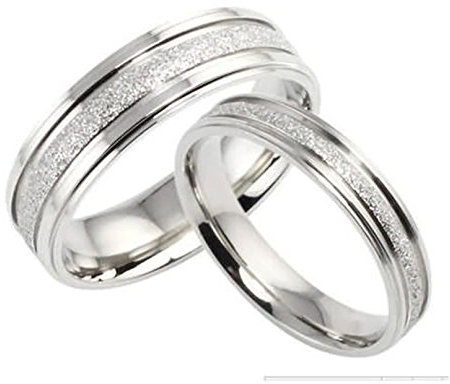Daesar 2 x Trauringe Edelstahl Ringe für Paar Hochglanzpoliert Rund Breite 6/4 MM Verlobung Ringe Damen Herren Silber Ehering Damen Gr.57 (18.1) & Herren Gr.65 (20.7)