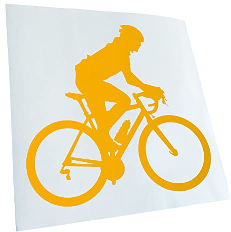 Kiwistar - Autoaufkleber - Rennrad Fahrrad Figur - gelb - 10,5x10cm - Heckscheibe Auto Aufkleber wetterfest für Kfz LKW Mofa Truck - Sticker außen selbstklebend Tuning Zubehör für Fenster Fahrzeug