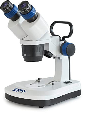 Kern OSE 422 - Stereomikroskop in robuster, ergonomischer Ausführung, ideal für Werkstätten, Schulen und Ausbildung, Tubus: Binokular, Okular: WF 10x ˜ 20 mm, Objektiv: 2x / 4x, Beleuchtung: 1W LED (A