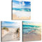 decomonkey Bilder Set Strand Meer 60x20 cm 3 Teilig Wandbild Groß Leinwandbild XXL Deko Wohnzimmer Schlafzimmer Büro Wanddeko Leinwand Pictures For Wall Poster Wall Painting Natur Landschaft