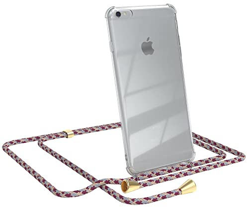 EAZY CASE Handykette kompatibel mit iPhone 6 / 6s Plus Handyhülle mit Umhängeband, Handykordel mit Schutzhülle, Silikonhülle, Hülle mit Band, Stylische Kette für Smartphones, Rot Camouflage