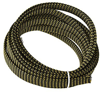 Othmro 5m/16.4ft ANIMALE DOMESTICO estensibile treccia cavo che guaina oro flessibile del nero della manica della rete metallica