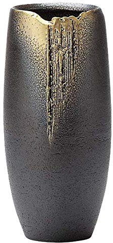 Shigaraki Pottery Japan Blumenvase Kado Ikebana, Dunkelbraun mit Goldfarbe 1-2568