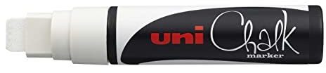 Uni-Ball 5 Stück Kreidemarker rechteckig extra breit Chalk Marker PWE17K 15 mm weiß