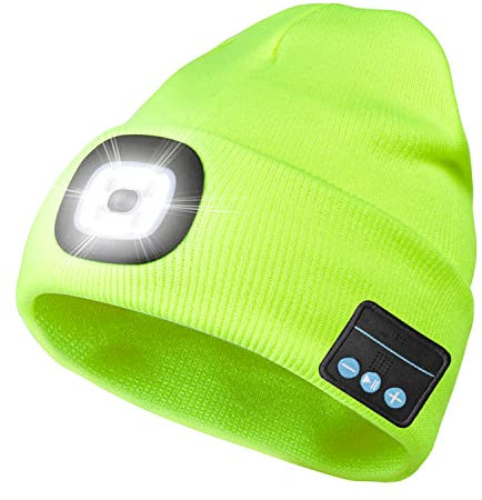 WEITOO, Berretto unisex con cuffie Bluetooth, berretto musicale lavorato a maglia con cuffie e altoparlanti stereo incorporati e microfono, regalo per uomini, donne, papà