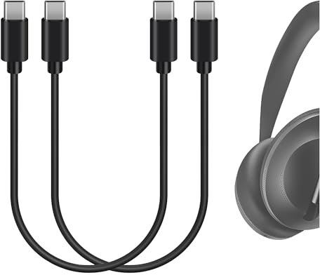 GEEKRIA Type-C Headphones Short Charger Cable Compatible with Bose SoundLink Plus, Ultra Open Earbuds, QC Ultra/45/ Earbuds II, USB-C Replacement Power Charging Cord (1ft / 30cm 2Pack)