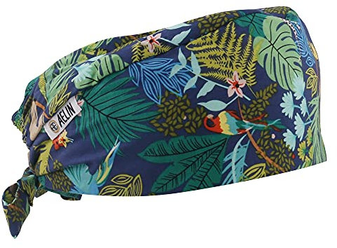 Op Haube, Krankenschwestern, Zahnärzten, Tierärzten, Medizinischem Personal - kurze Haar (Marineblau, Jungle-Dschungel-Print)