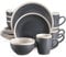 vancasso SEESAMI Stoneware Dinner Set- Matte Sesame Glaze Crockery - 16 Pieces Dinnerware Tableware Service Set for 4, Include Dinner Plate, Dessert Plate, Cereal Bowl and Mug. Dark Grey