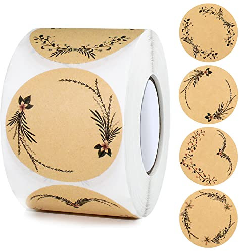 500 Stück Kraftpapier Aufkleber,Etiketten Selbstklebend 5cm,Marmeladenglas Aufkleber zum Beschriften Rund Geschenksticker Handmade,Etiketten für Küche, Geschenktüten,Hochzeit