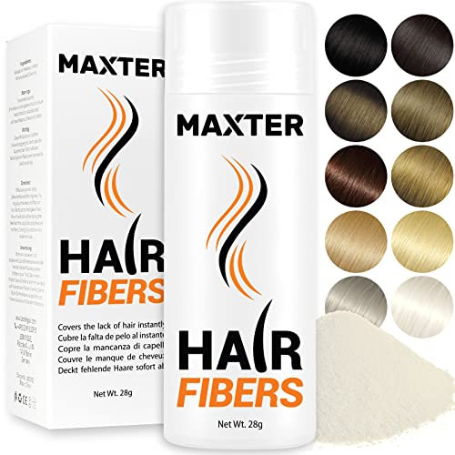 Maxter Streuhaar zur Haarverdichtung - Haarpuder gegen Kaschierung von Haarausfall - Haarpuder Männer und Frauen - Mikrofaser in Pulverform - Hair Fiber - Haarpuder Weiß