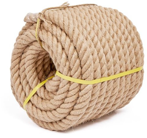 Corda di iuta da 3,8 cm, 3,5 m, corda di iuta resistente, corda di canapa naturale, corda di canapa intrecciata per artigianato, giardinaggio, impacchettamento, amaca, nautica, tiro alla fune,
