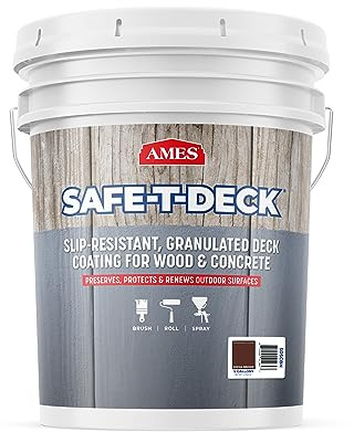 Ames Safe-T-Deck Granulated Formula Exterior Paint - 5 Gallon Coco Brown Paint - Great for Porches, Patios, Decks, Walkways and More - Made in The USA, 768 Fl Oz (Pack of 1)