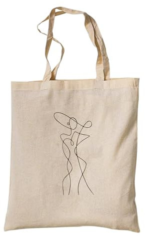 tradercat Jutebeutel bedruckt vintage One Line Art Silhouette Elegance 100% Baumwolle, Stoffbeutel bedruckt, jutebeutel aesthetic Woman jutebeutel spruch (Fashion One Line)