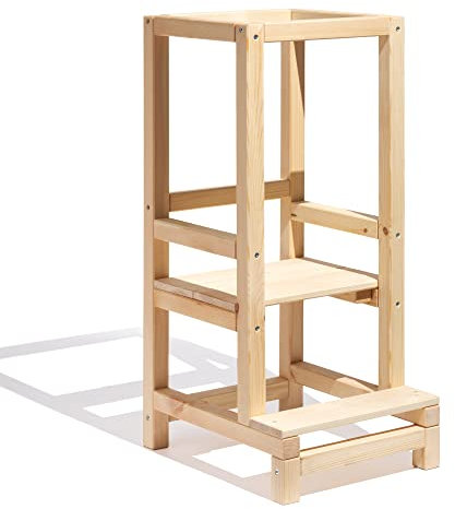 FIDEMUS Lernturm für Kinder Küchenhelferturm Lernstuhl Fi-1 Kinderstuhl Küche Kitchen Helper Schemel Kinderhocker Montessori Küchenturm Möbel Lerntower, 90cm