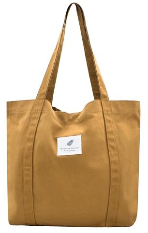 Damen Stofftaschen Tote Tasche Einfarbige Umhängetasche Leicht Große Kapazität Student Shopping Beach Bag braun