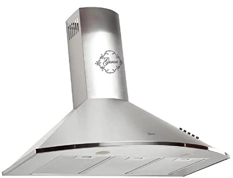 GURARI Hotte de Cuisine 046 Inox 90 cm - Acier Inoxydable, Inox - Hotte murale grise Absorbant 1000 m³/h - 3 niveaux