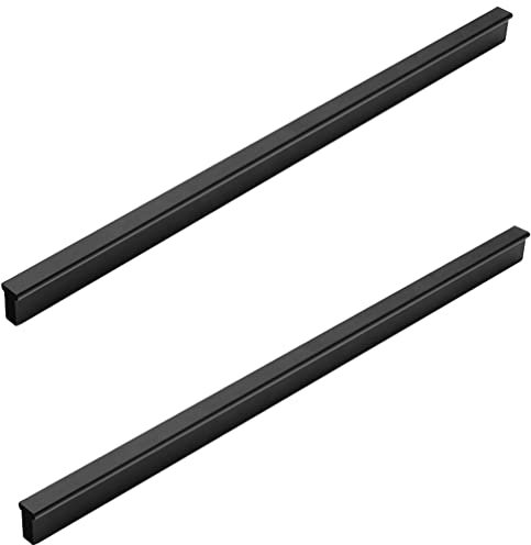 SZLXJMFL Küche Türgriffe Lang, 2 Stück Schrankgriffe Schwarz, Massive Aluminium | Beschichtungsverfahren, Gesamtlänge: 29-1000 mm T-Zuggriffe, Griffe für Küchenschränke-600mm/23.6in