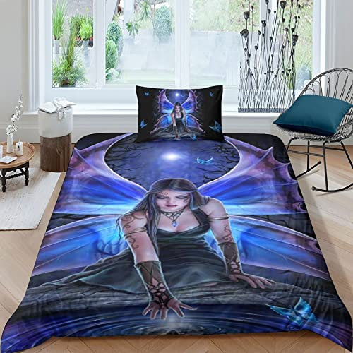 taimowei Anne Stokes Bettwäsche 3D Bettbezug Set Mit Reißverschluss Und Kissenbezug, Mikrofaser Bettbezüge 2 Teilig Für Erwachsene Kinder Single(135x200cm)