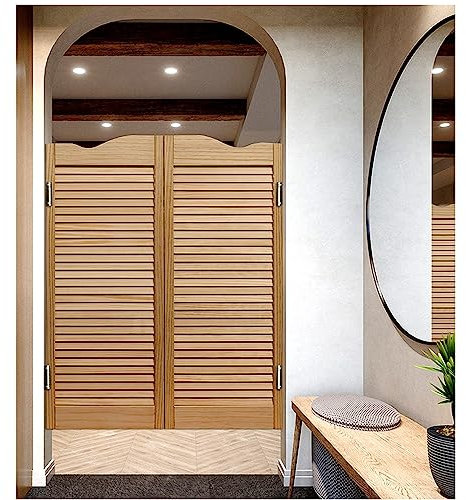 Puerta Vaiven,Puerta Abatible de Restaurante de Café de Madera , Puertas Batientes de Estilo para Barra de Cocina, para Baño, Despensa, Balcón, con Bisagras ( Color : Brown , Size : W90xH100cm(35.43x3