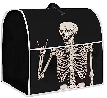 chaqlin Funny Skull Skeleton Stand Mixer Cover,Kitchen Mixer Cover with Pocket for Stand Mixer,Food Mixer Cover Kitchen Blender Cover Toaster Blender Covers Kitchen Small Appliance Dust Cover