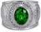 BOBIJOO Jewelry - Bague universitaire Gens du voyage France Gitan Acier inoxydable Argent Vert émeraude - 53 (6 US)