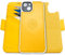 dreem Fibonacci compatibile con iPhone 15 Plus custodia a portafoglio/custodia antiurto 2 in 1 e folio in pelle vegana staccabile, compatibile con MagSafe, protezione RFID [Giallo]