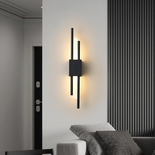 Comely Wandleuchte LED Innen Moderne, 10W Wandlampe Kreative Lange 3000K Warmweiß, Acryl Wandleuchte Schwarz für Wohnzimmer Schlafzimmer Esszimmer Korridor Treppen, 40CM