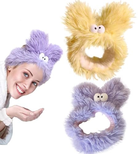 KASESSS 2 Stück Haarband Kosmetik, Fleece Headband Skincare, Elastisches Make Up Haarband, Haarband Schminken mit Niedlichen Ohren, Haarbänder Kosmetik für Frauen Mädchen Gesicht Dusche Schönheit