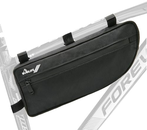 BOBILIFE Bicycle Frame Bag, 4L Waterproof Oxford Nylon, with Reflective Logo, Adjustable Straps, Under Top Tube Storage for Cycling Accessories