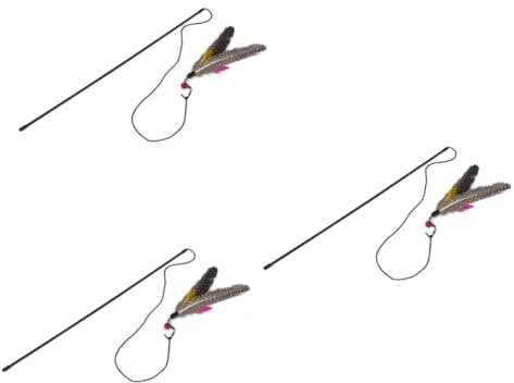 Beavorty 3pcs Kitten Teaser Interactive Cat Dangler Rod with Bell Toy for Indoor Play and Exercise Engaging Cat Chase for Fun and Natural Behavior