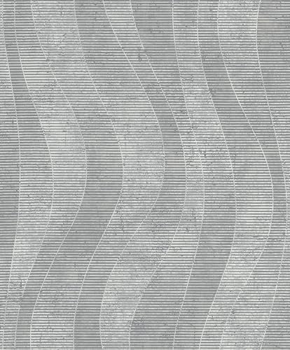 Rasch Tapeten 315820 - Vliestapete mit Wellen in Grau aus der Kollektion Color your life - 10,05 m x 0,53 m (LxB)