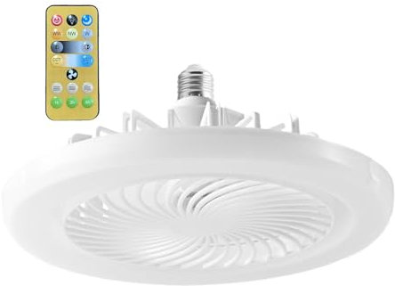 JISADER Ventilador de Techo con lámpara LED E27, iluminación de Techo para Restaurante, Cocina, Sala de Estudio, Dormitorio, Garaje