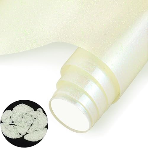 NANAPLUMS Plotterfolie Textil, Glitzer 3D-Puff-Vinyl- 30,5 x 100 cm Puff HTV Vinylrolle für T-Shirts, 3D-Puff-Hitzetransfer-Vinyl, Glitzer Beigeweiß