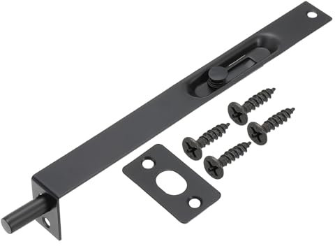 PATIKIL Flush Bolt 8 x 0.87, Stainless Steel French Door Lock Concealed Slide Double Door Latch for Wood Composite Double Door, Black